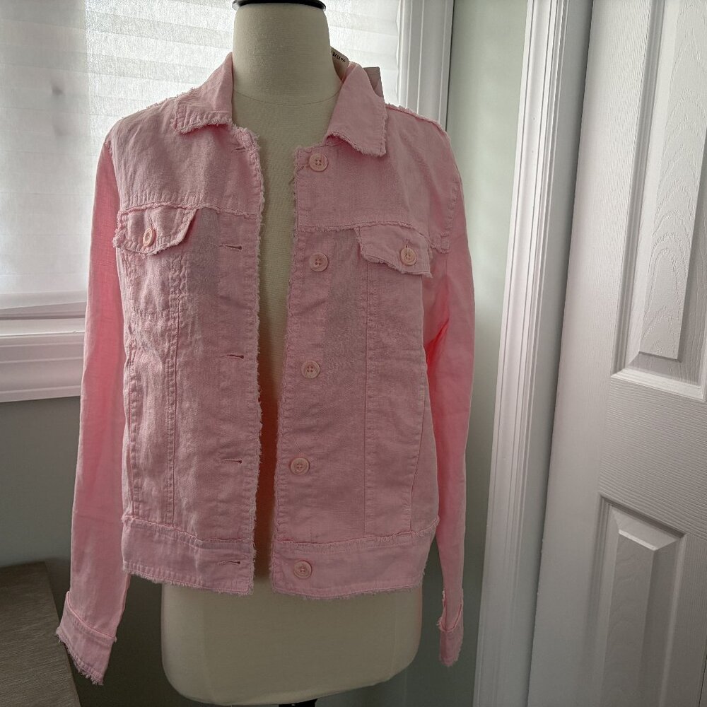 Tommy Bahama Two Palms Raw-Edge Linen Jacket, Bikini Pink, XS, NWT
